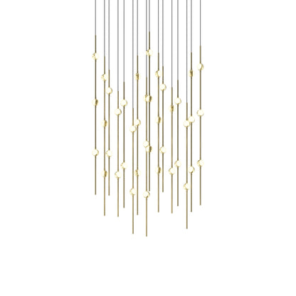 Aries Square LED Pendant Light in Satin Brass/White.