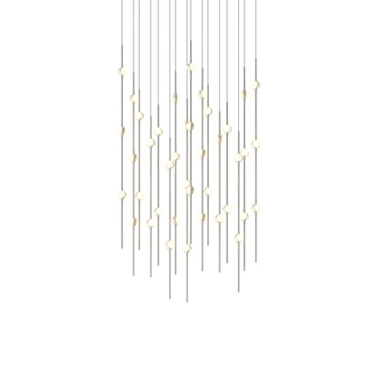 Aries Square LED Pendant Light in Satin Nickel/White.