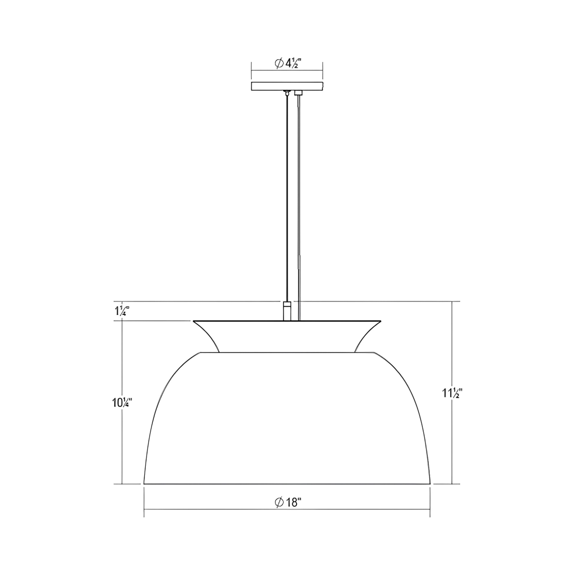 Belle Flare LED Bell Pendant Light - line drawing.