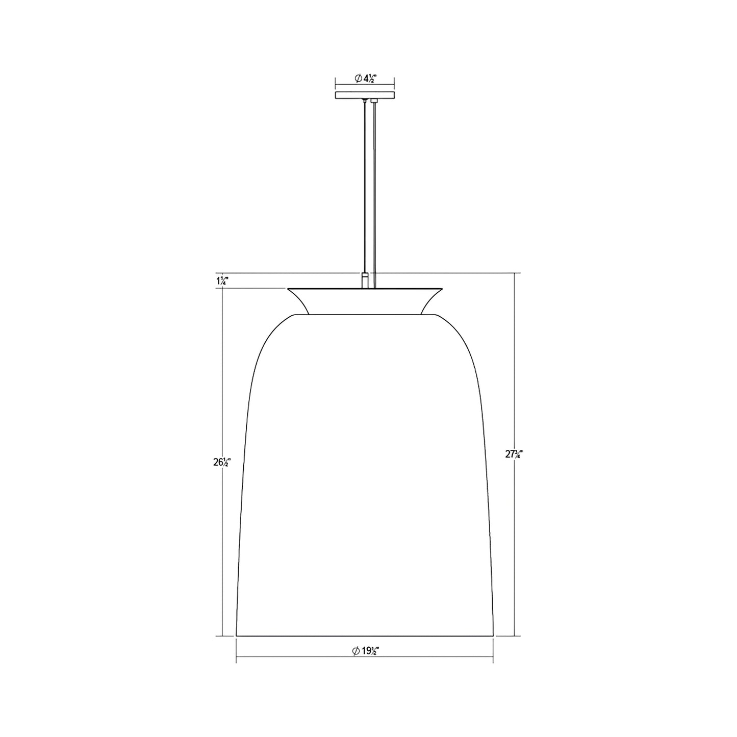 Belle Flare LED Bell Pendant Light - line drawing.
