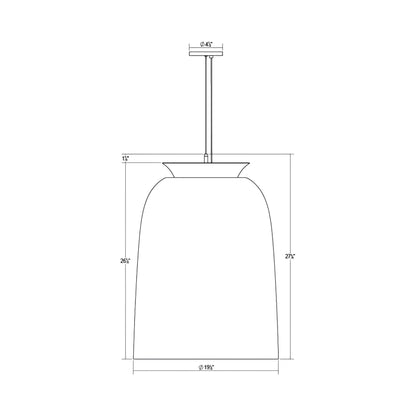 Belle Flare LED Bell Pendant Light - line drawing.