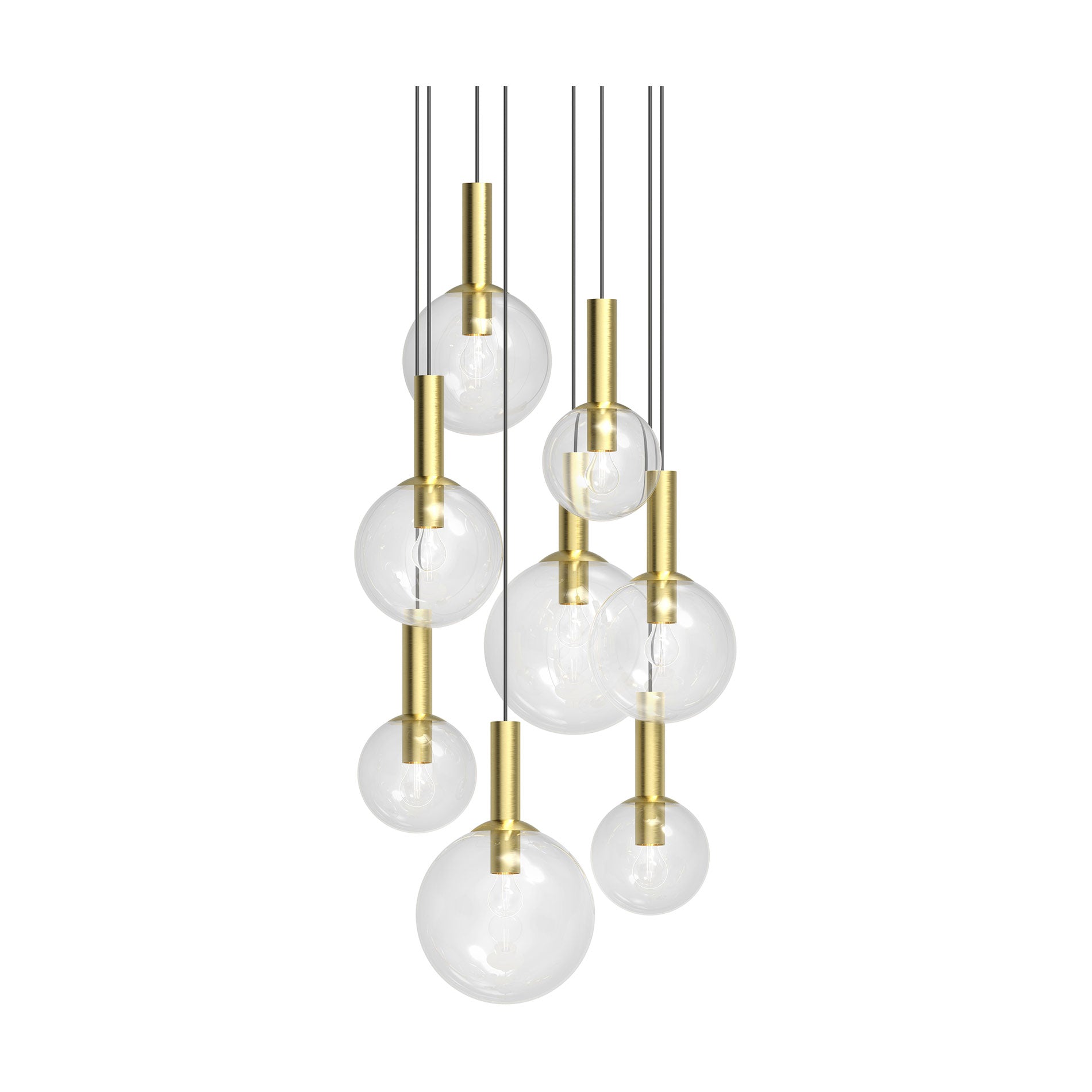 Bubbles Multi Light Pendant Light in Satin Brass (8-Light).