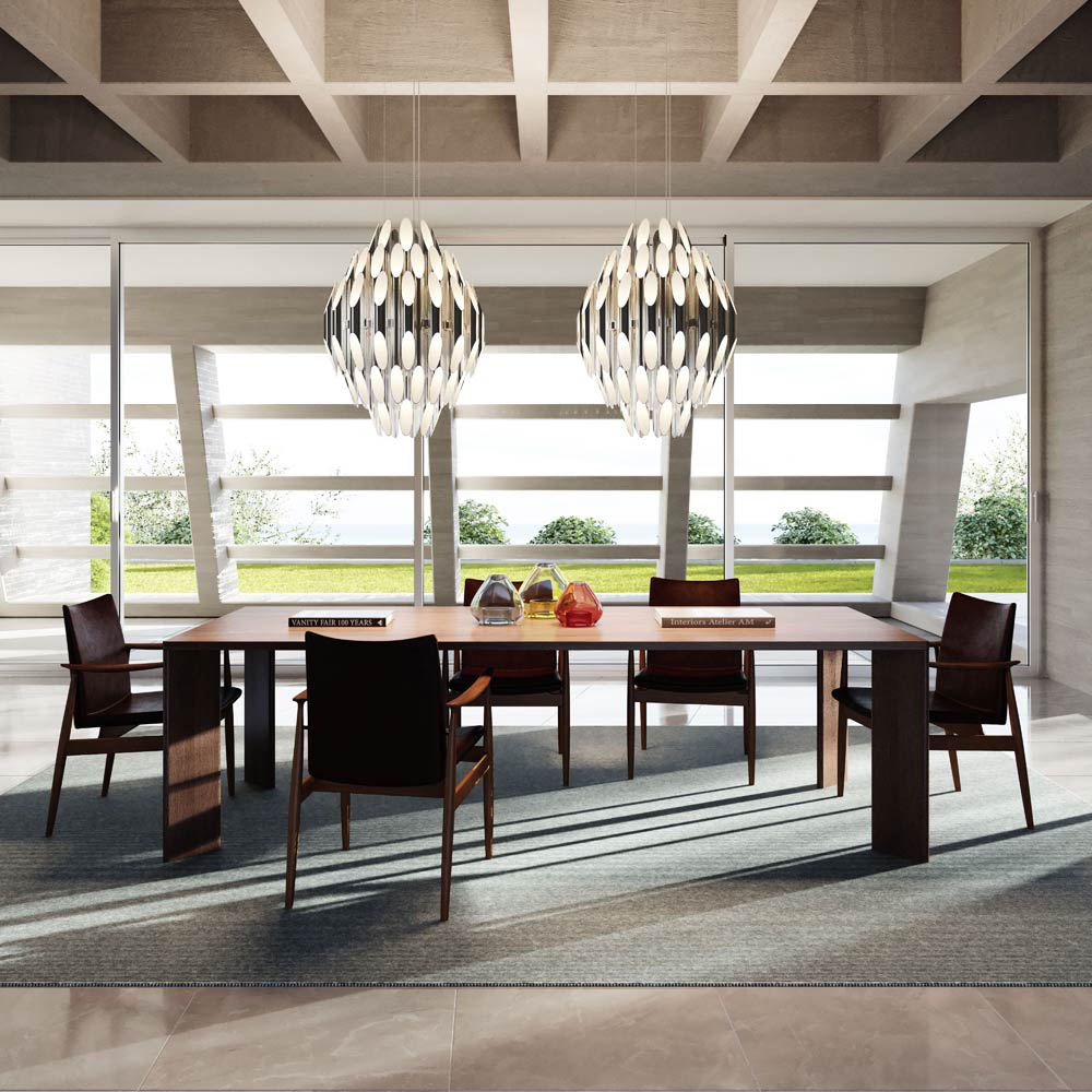 Chimes Tiered LED Pendant Light in dining room.