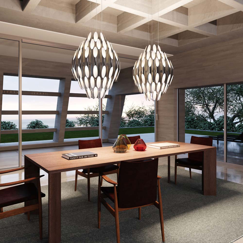 Chimes Tiered LED Pendant Light in dining room.