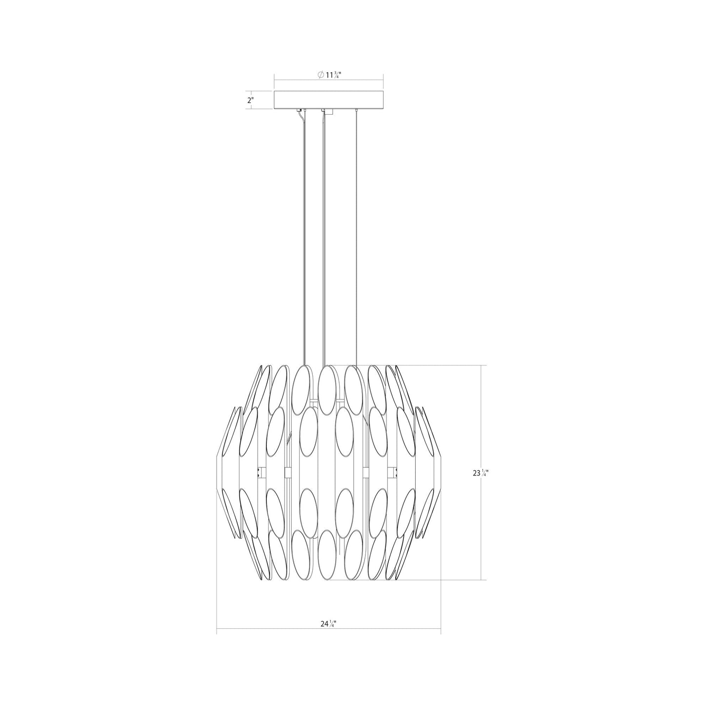Chimes Tiered LED Pendant Light - line drawing.