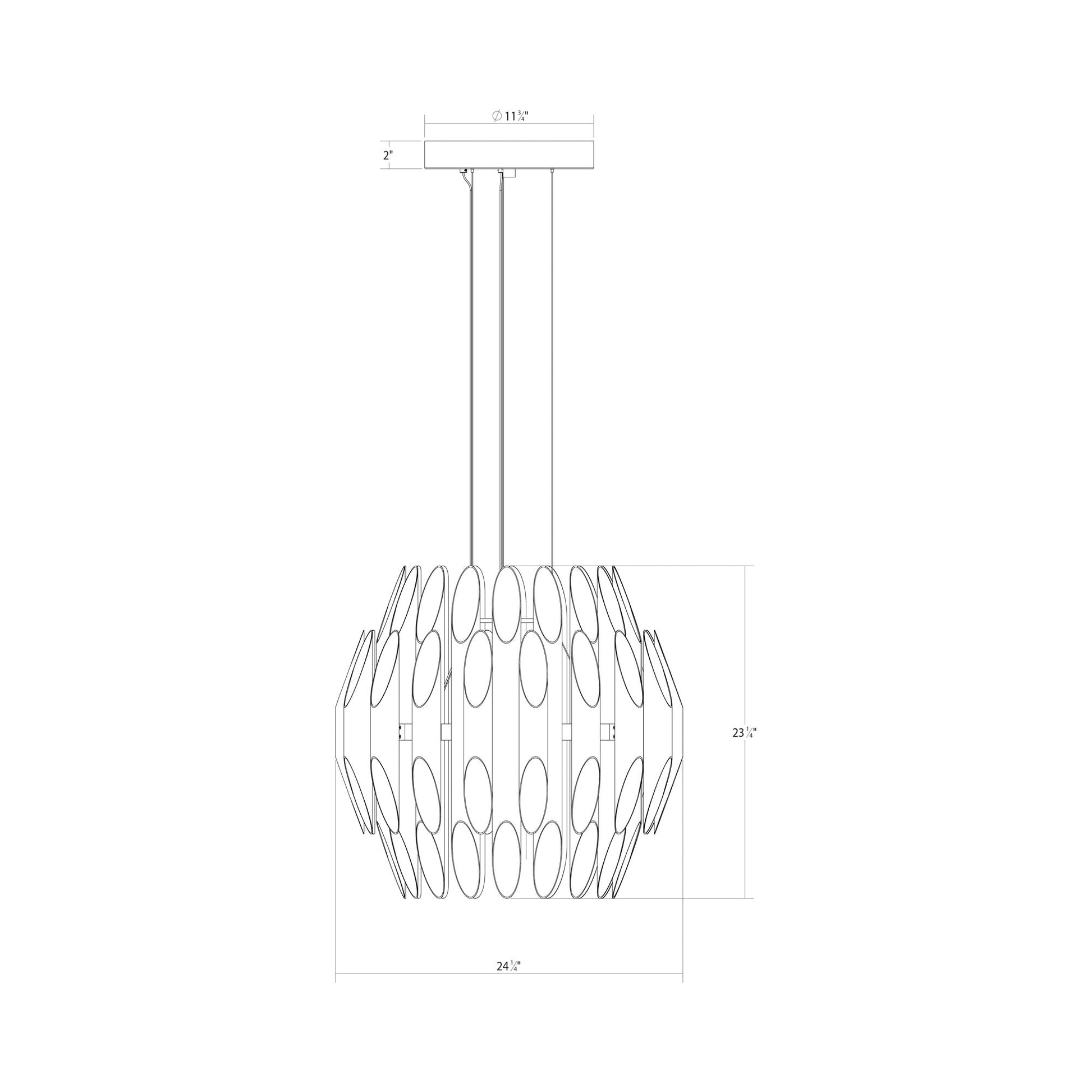 Chimes Tiered LED Pendant Light - line drawing.