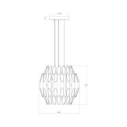 Chimes Tiered LED Pendant Light - line drawing.