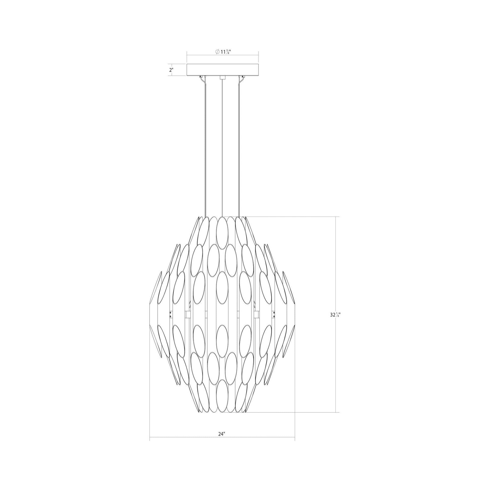 Chimes Tiered LED Pendant Light - line drawing.