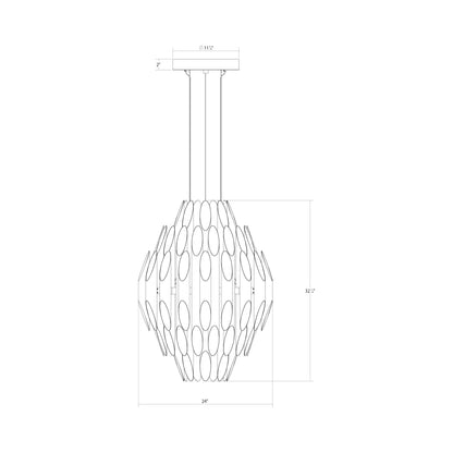 Chimes Tiered LED Pendant Light - line drawing.