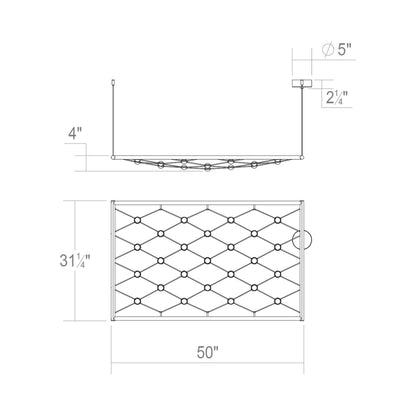 Constellation® Galaxy Matrix Rectangle LED Pendant Light - line drawing.
