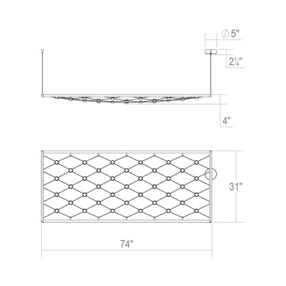 Constellation® Galaxy Matrix Rectangle LED Pendant Light - line drawing.