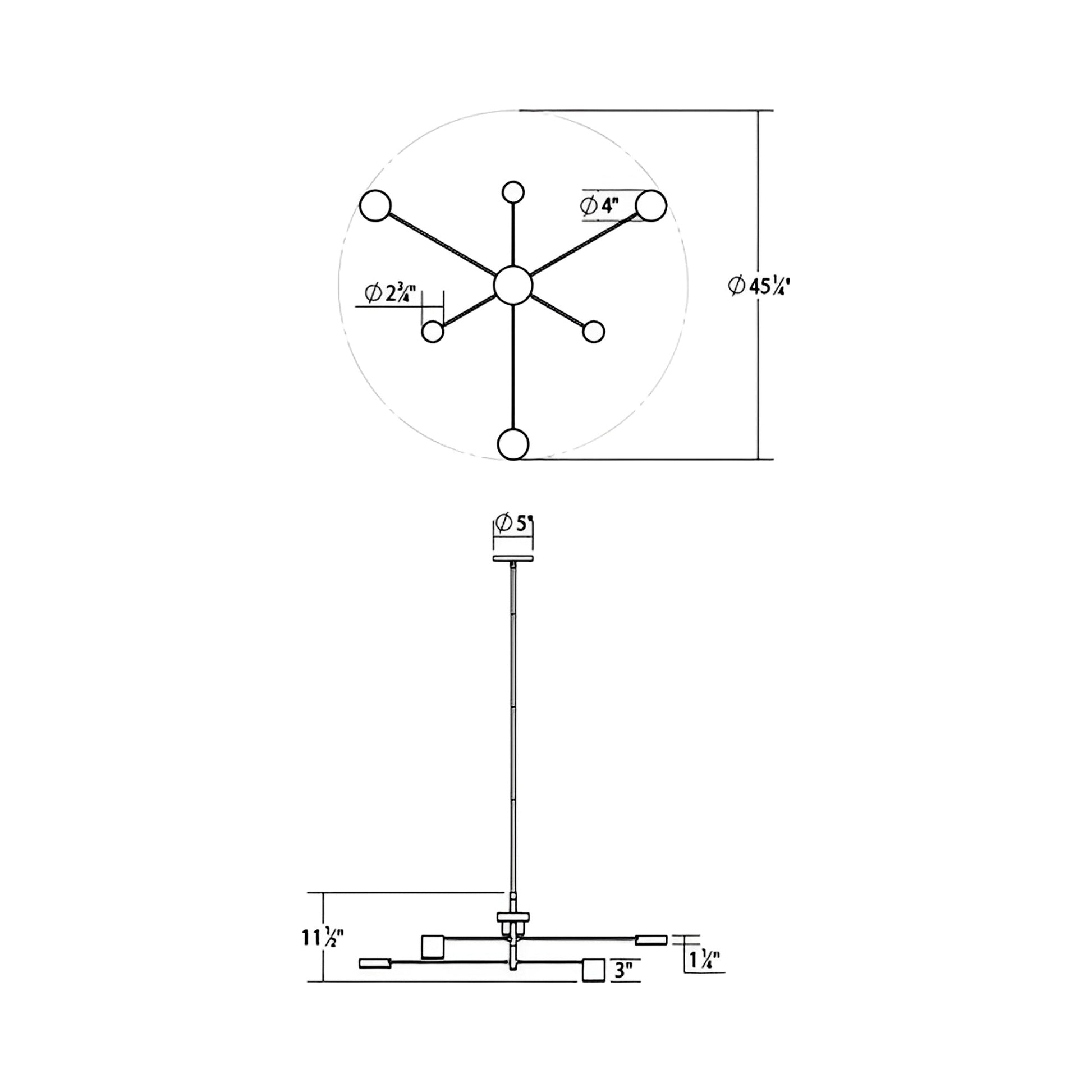 Counterpoint™ LED Pendant Light - line drawing.
