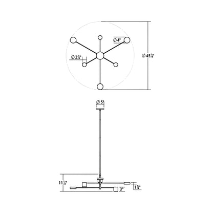 Counterpoint™ LED Pendant Light - line drawing.