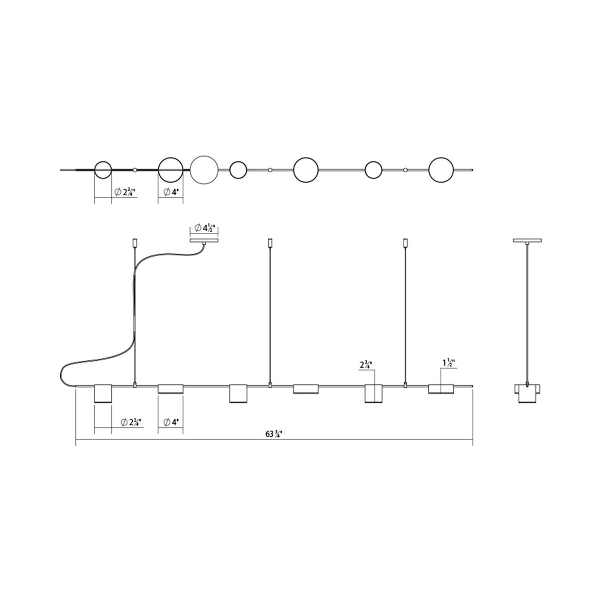 Counterpoint™ Linear LED Pendant Light - line drawing.