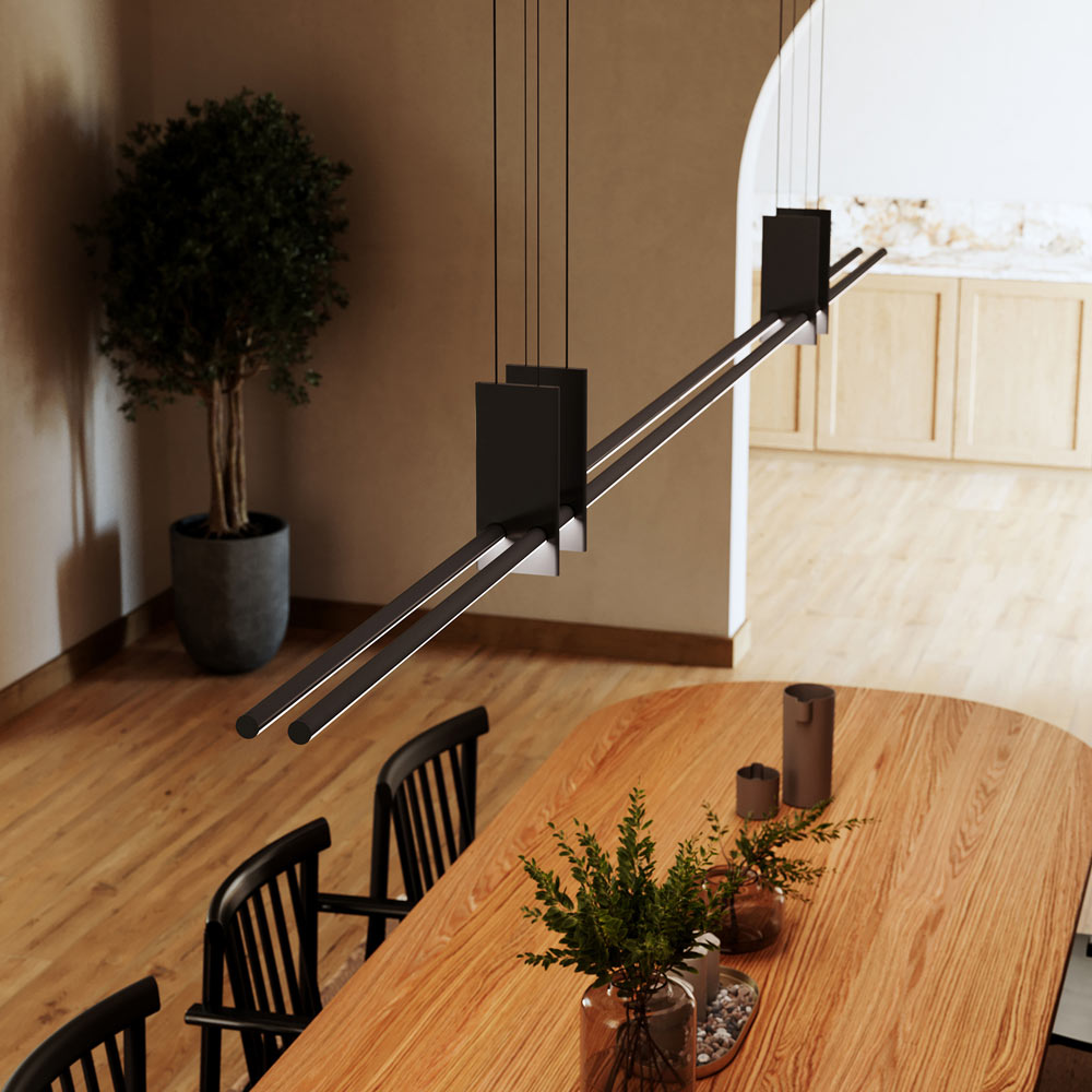 Fino Duo LED Pendant Light in dining room.