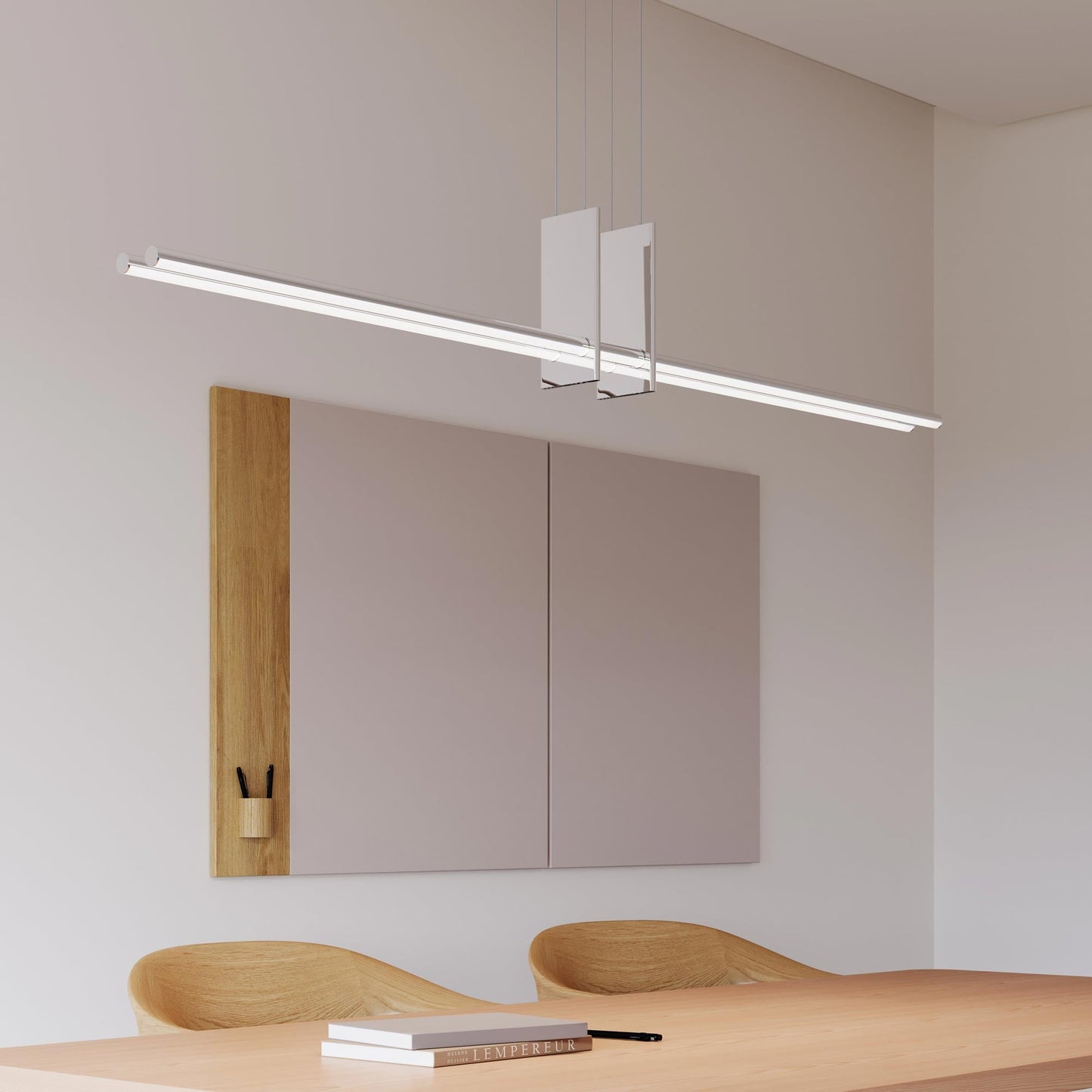 Fino Duo LED Pendant Light in workroom.