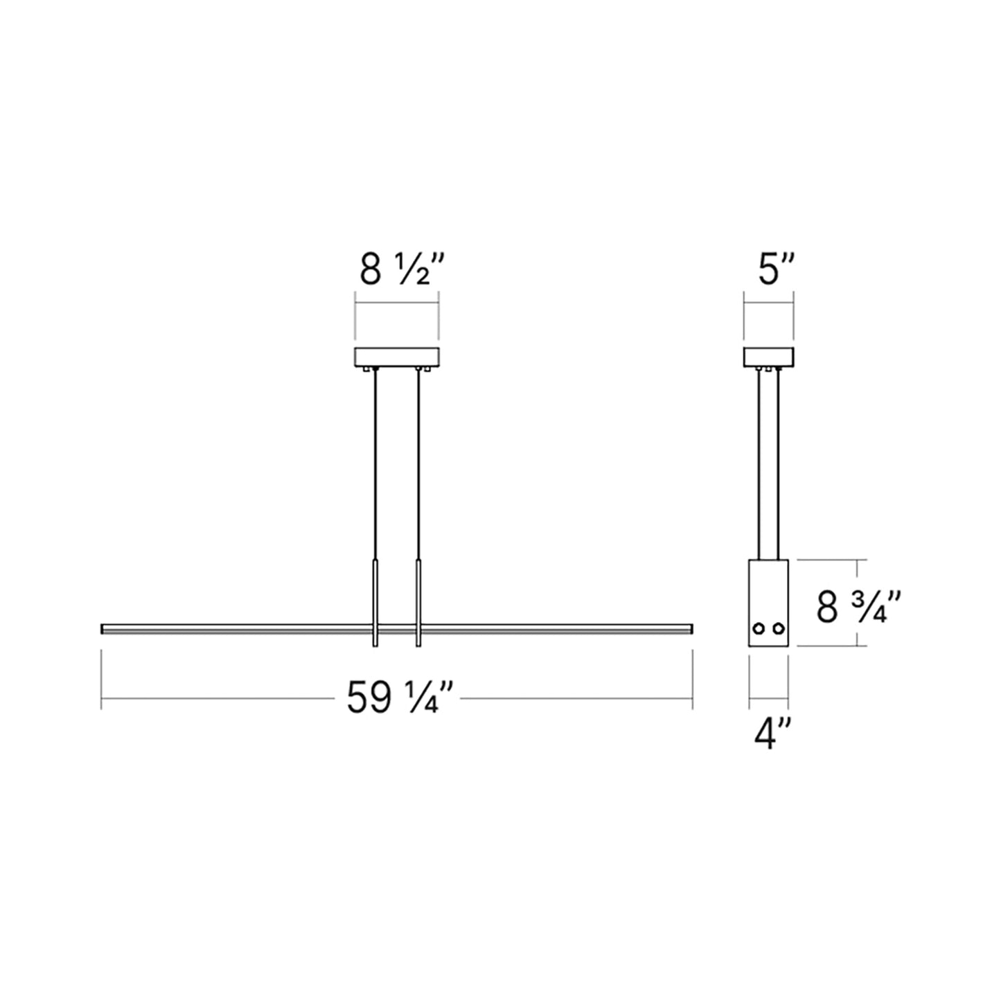 Fino Duo LED Pendant Light - line drawing.