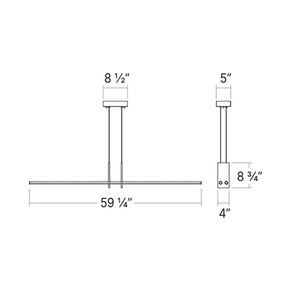 Fino Duo LED Pendant Light - line drawing.