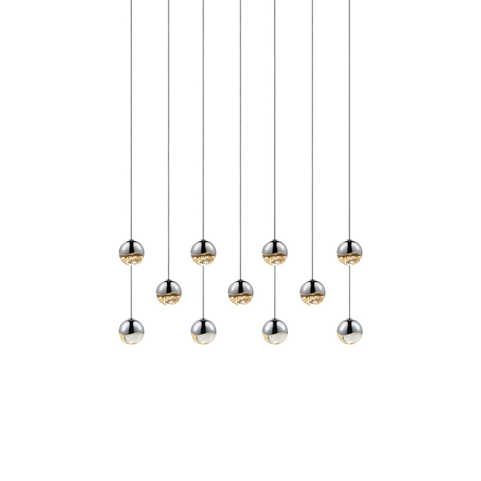 Grapes® 11-Light Rectangle LED Multipoint Pendant Light in Polished Chrome (Small).