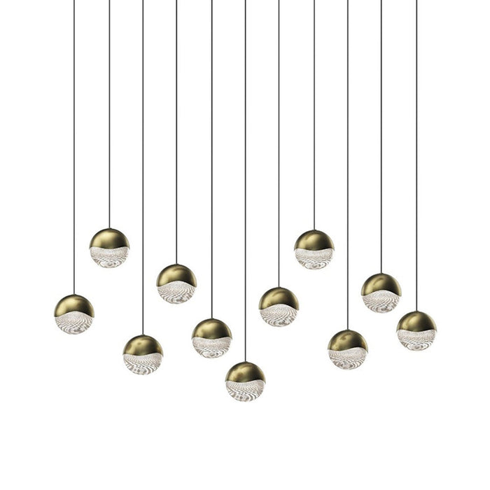 Grapes® 11-Light Rectangle LED Multipoint Pendant Light in Brass (Large).