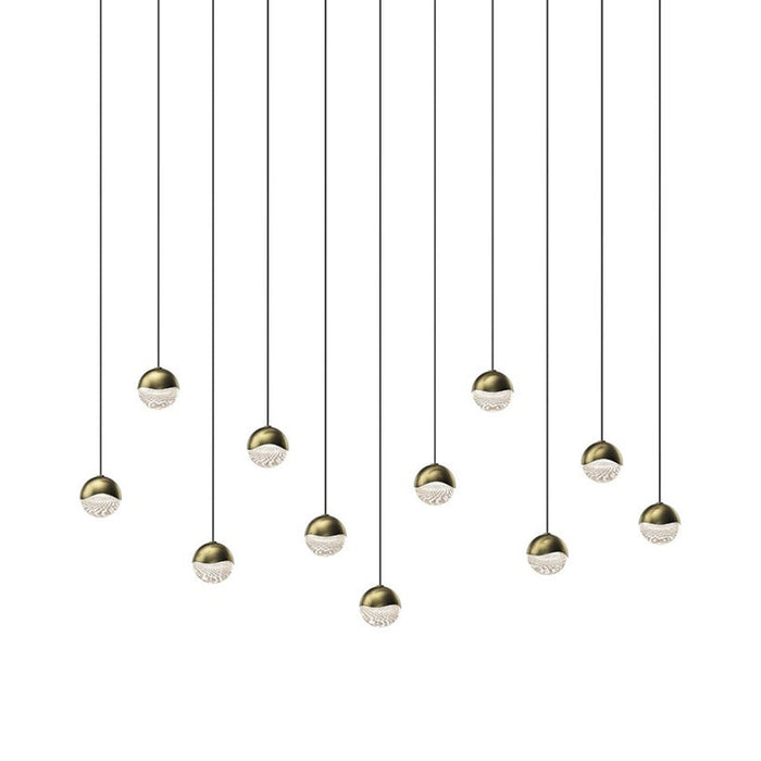 Grapes® 11-Light Rectangle LED Multipoint Pendant Light in Brass (Small).