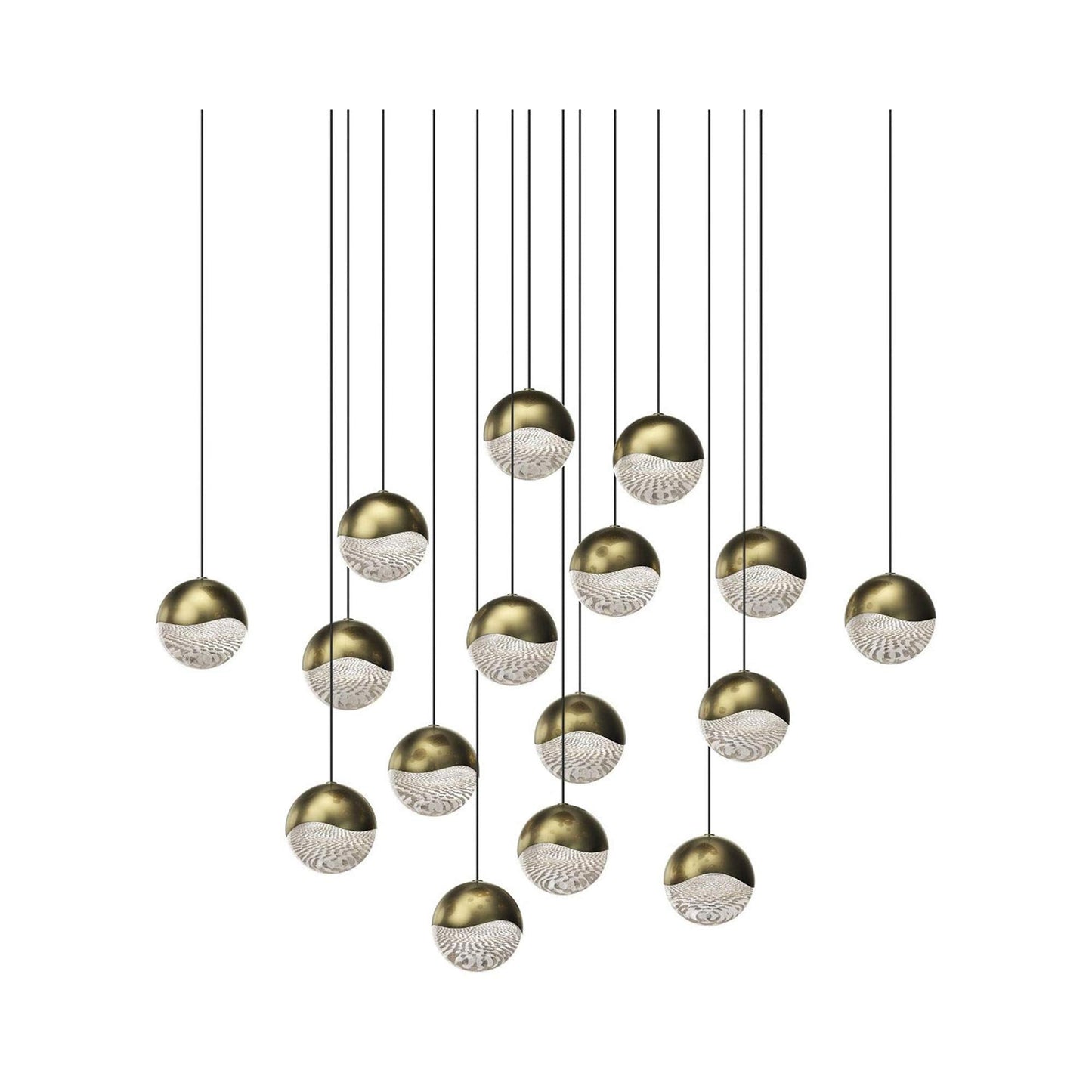 Grapes® 16-Light Square LED Multipoint Pendant Light in Brass /Large.