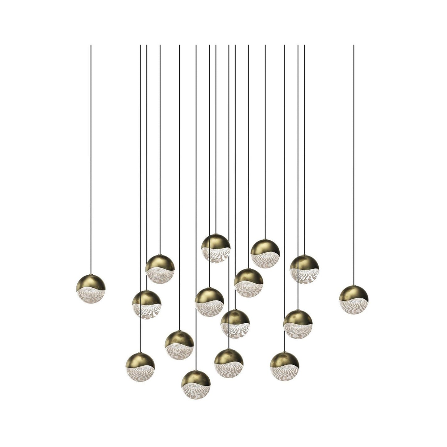 Grapes® 16-Light Square LED Multipoint Pendant Light in Brass /Medium.