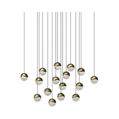 Grapes® 16-Light Square LED Multipoint Pendant Light in Brass /Medium.