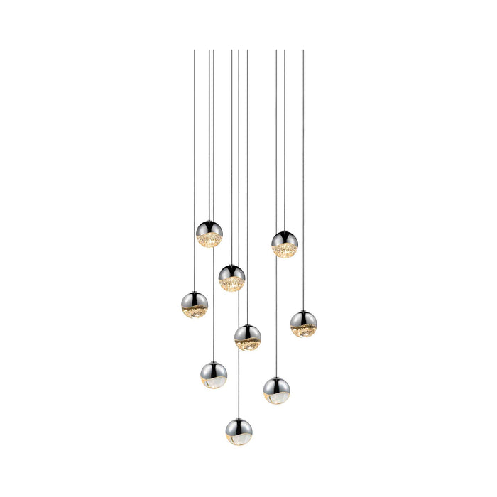Grapes® LED Multipoint Pendant Light in Polished Chrome/Round/Small (9-Light).