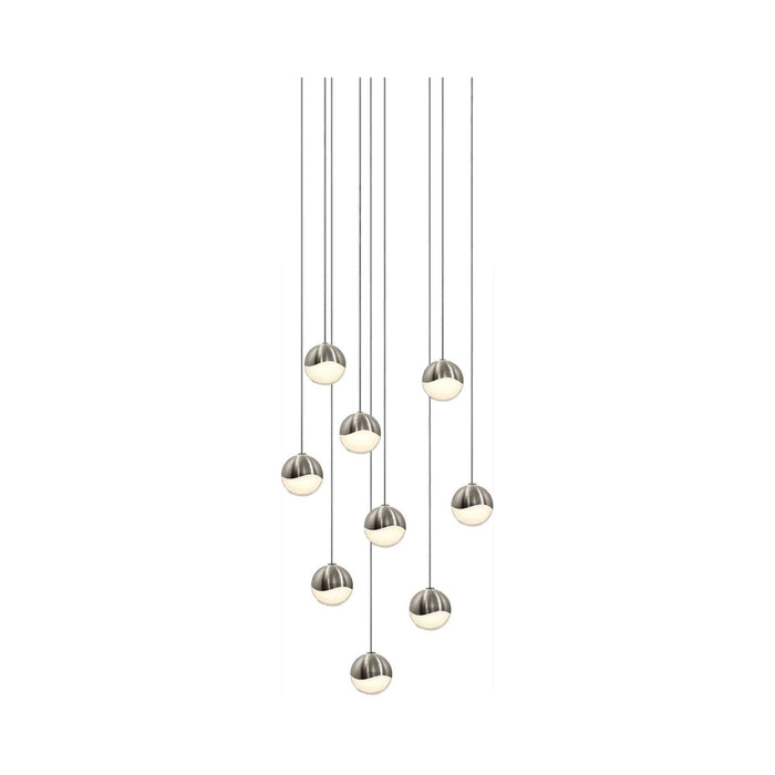Grapes® LED Multipoint Pendant Light in Satin Nickel/Round/Small (9-Light).