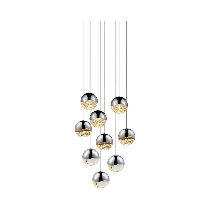 Grapes® LED Multipoint Pendant Light in Polished Chrome/Round/Large (9-Light).