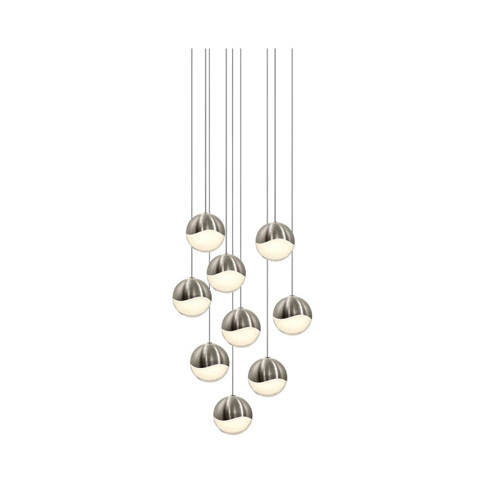 Grapes® LED Multipoint Pendant Light in Satin Nickel/Round/Large (9-Light).