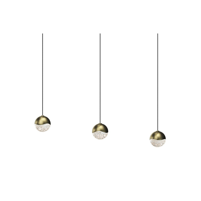 Grapes® LED Multipoint Pendant Light in Brass/Rectangle/Small (3-Light).