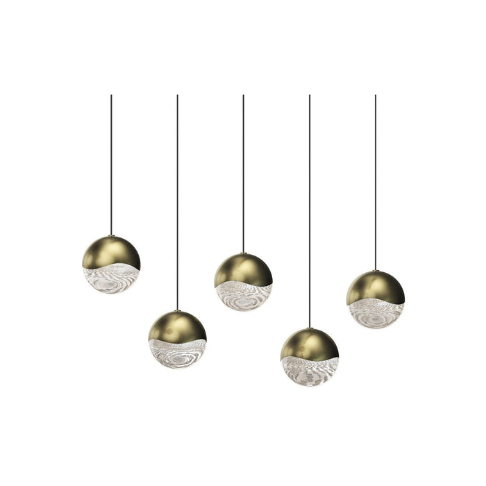 Grapes® LED Multipoint Pendant Light in Brass/Rectangle/Large (5-Light).