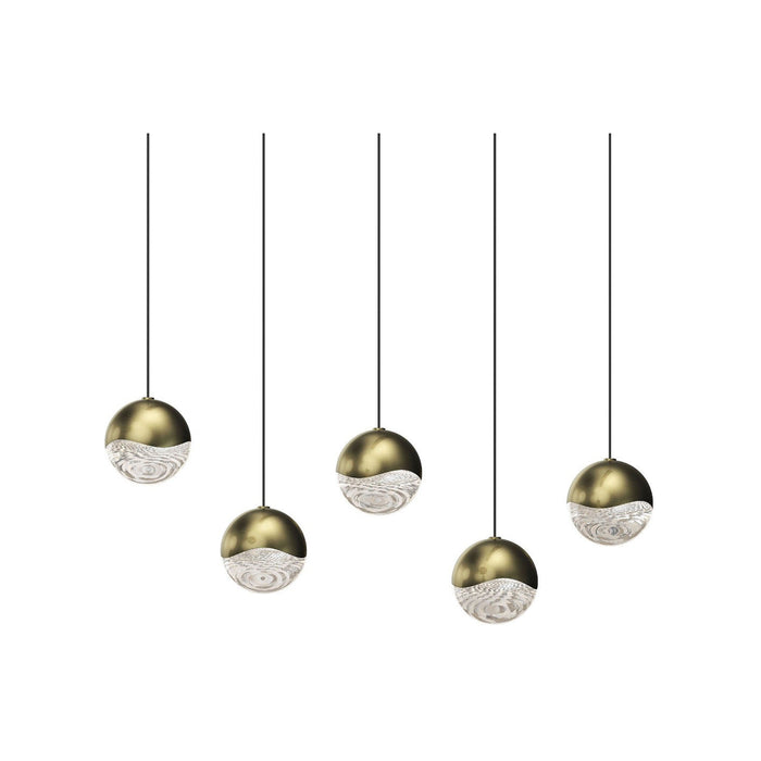 Grapes® LED Multipoint Pendant Light in Brass/Rectangle/Medium (5-Light).