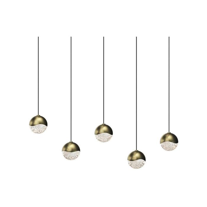 Grapes® LED Multipoint Pendant Light in Brass/Rectangle/Small (5-Light).