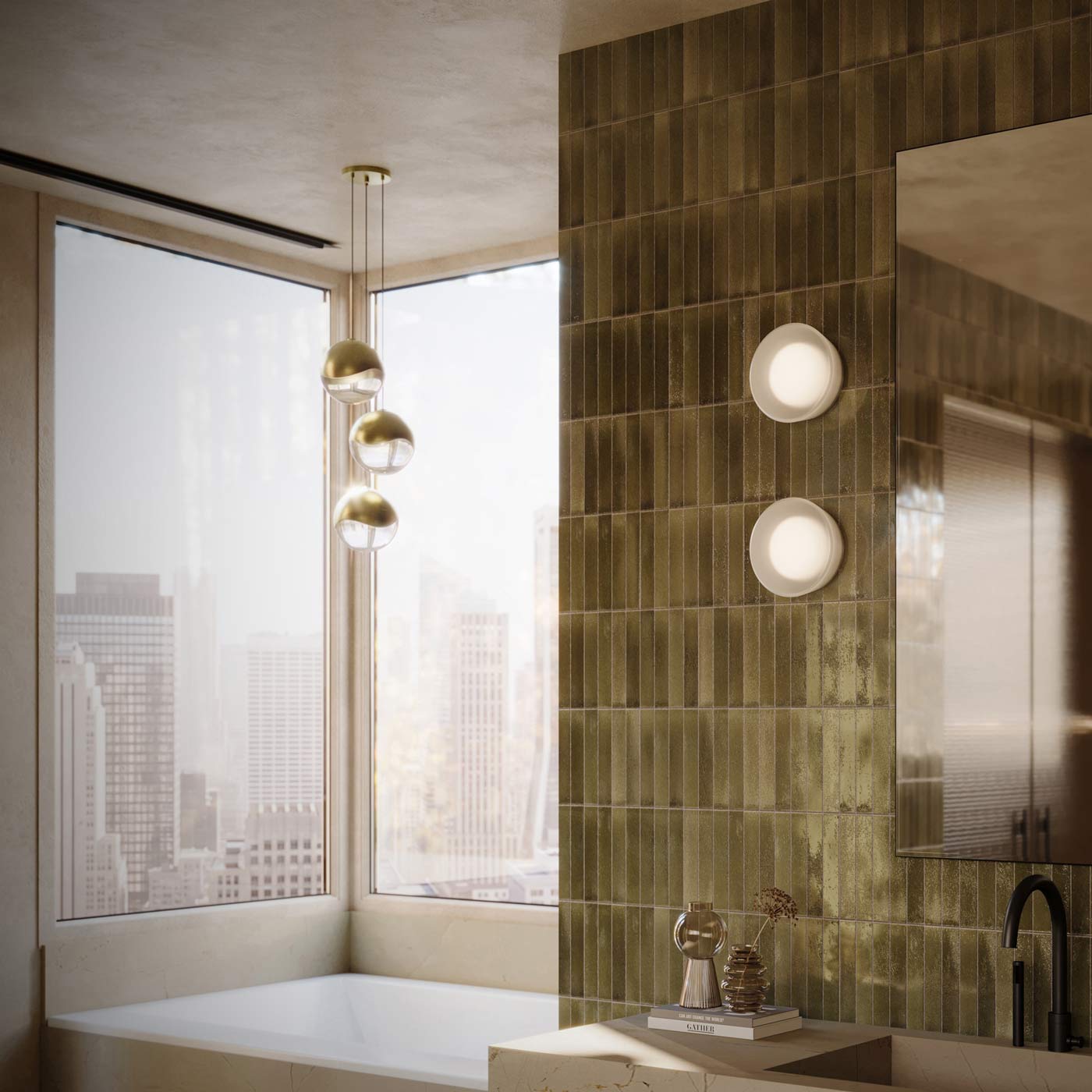 Grapes® LED Multipoint Pendant Light in bathroom.