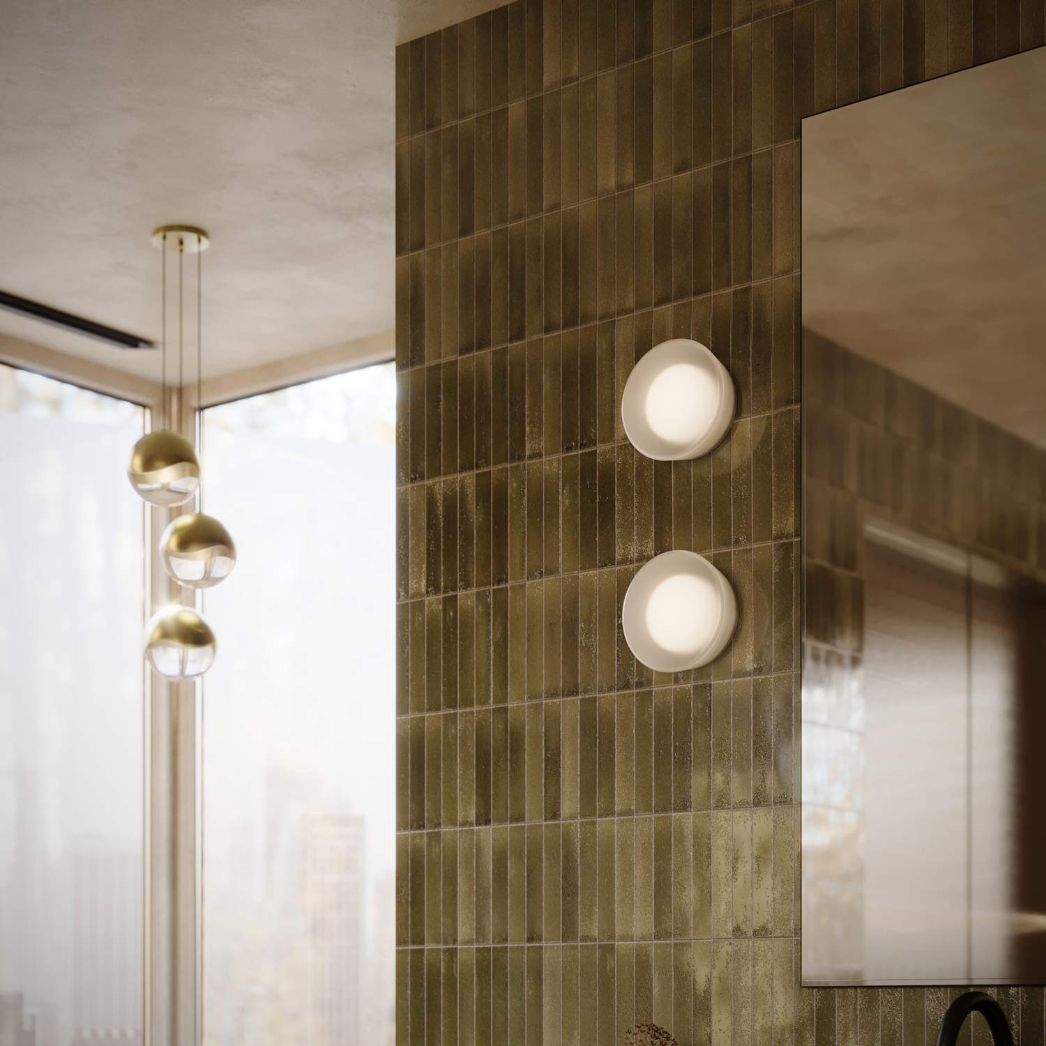 Grapes® LED Multipoint Pendant Light in bathroom.
