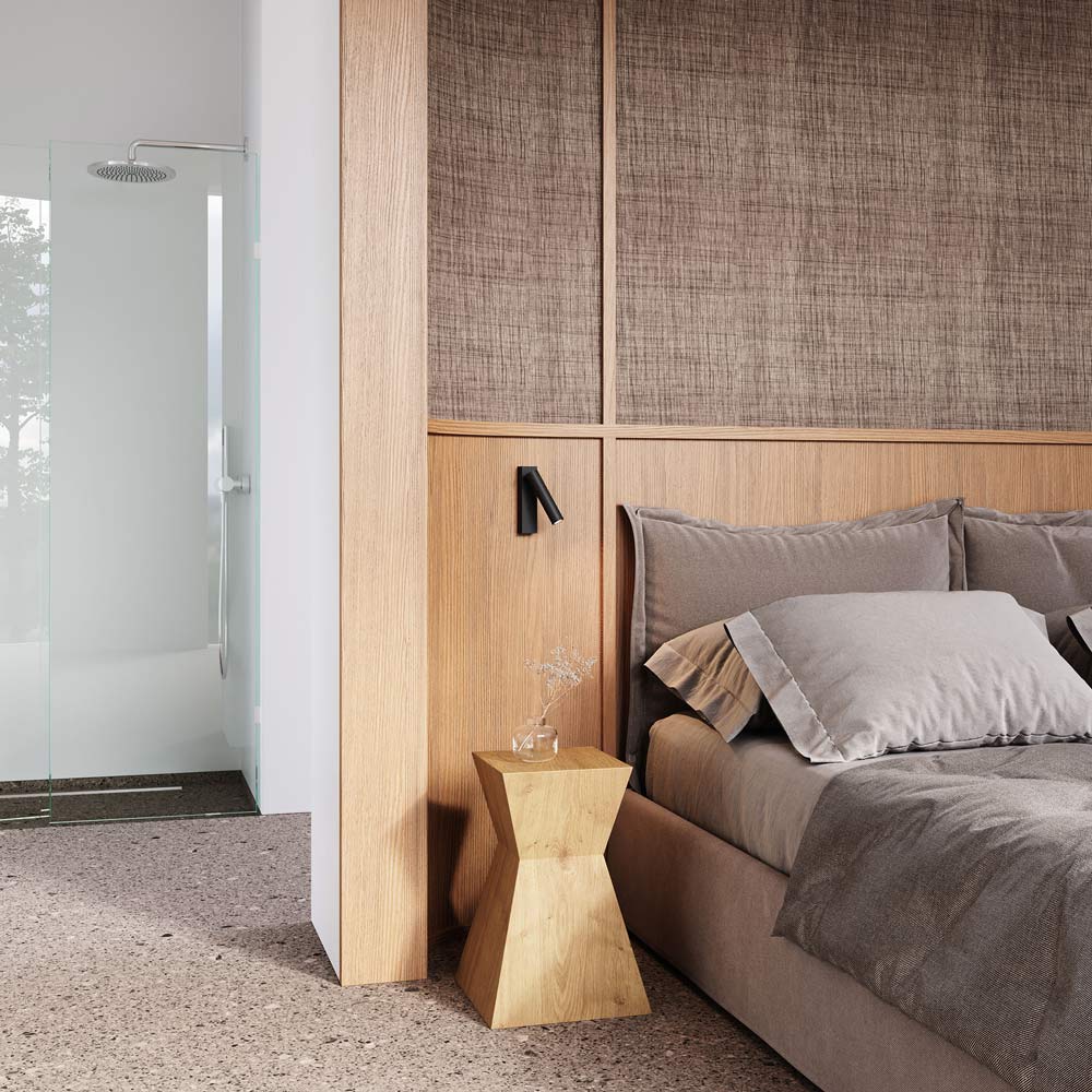 Haim Aimable LED Wall Light in bedroom.