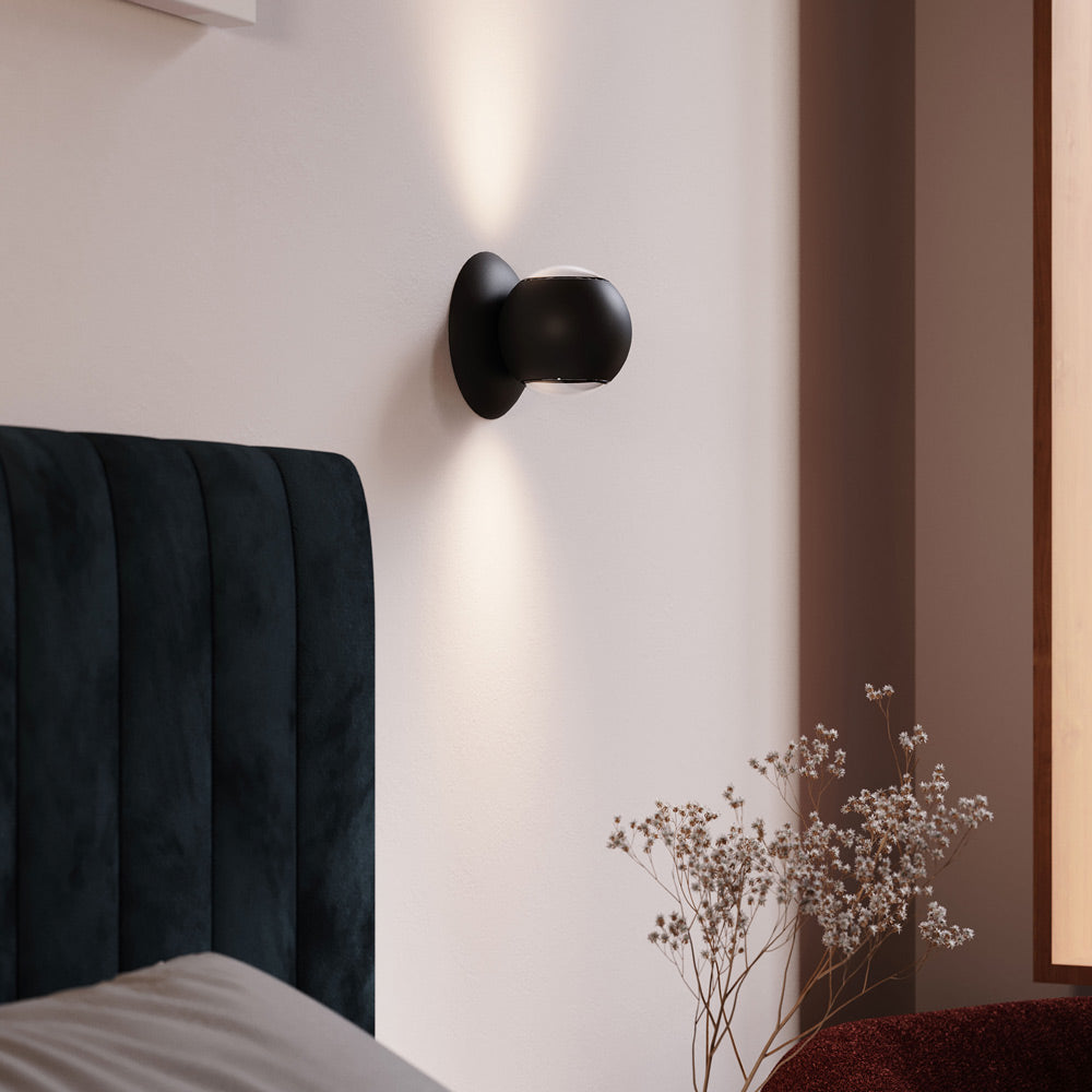 Hemisphere LED Wall Light in bedroom.