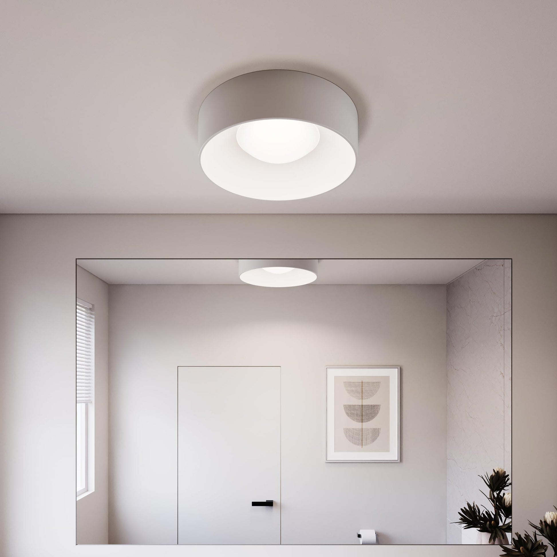 Ilios™ LED Flush Mount Ceiling Light in bathroom.