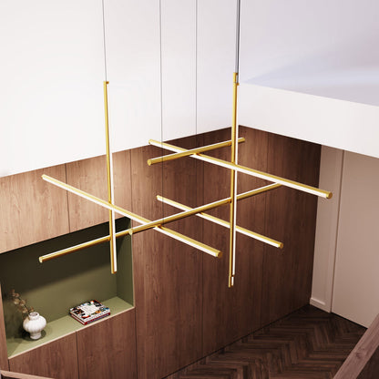 Labyrinth LED Chandelier in hallway.