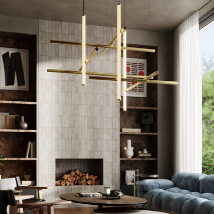 Labyrinth LED Chandelier in living room.