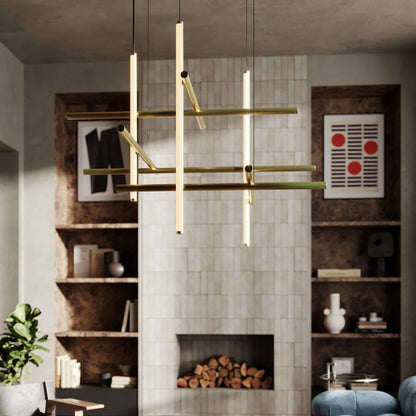 Labyrinth LED Chandelier in living room.