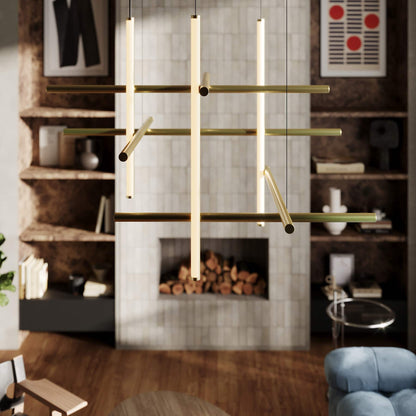 Labyrinth LED Chandelier in living room.