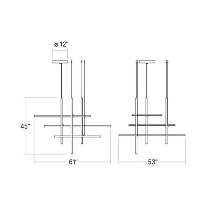 Labyrinth LED Chandelier - line drawing.