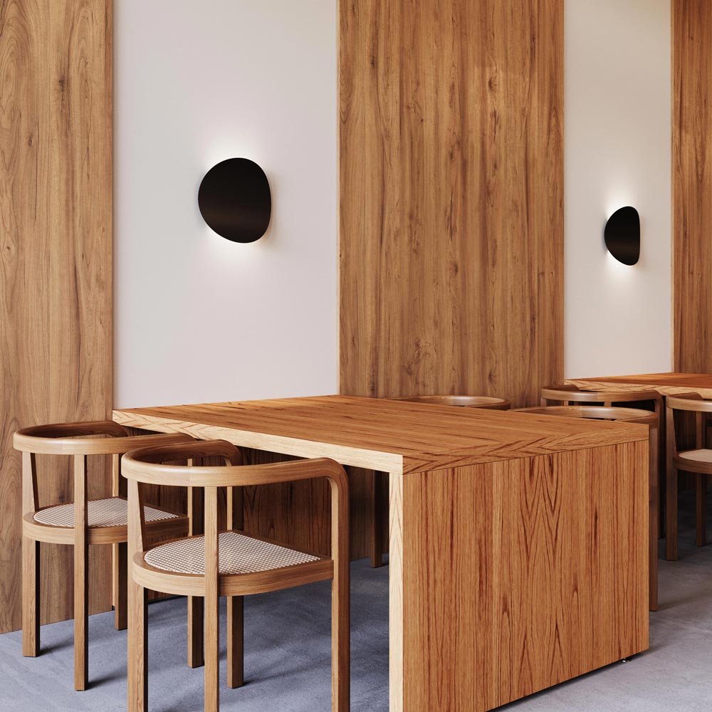 Malibu Discs™ LED Wall Light in dining room.