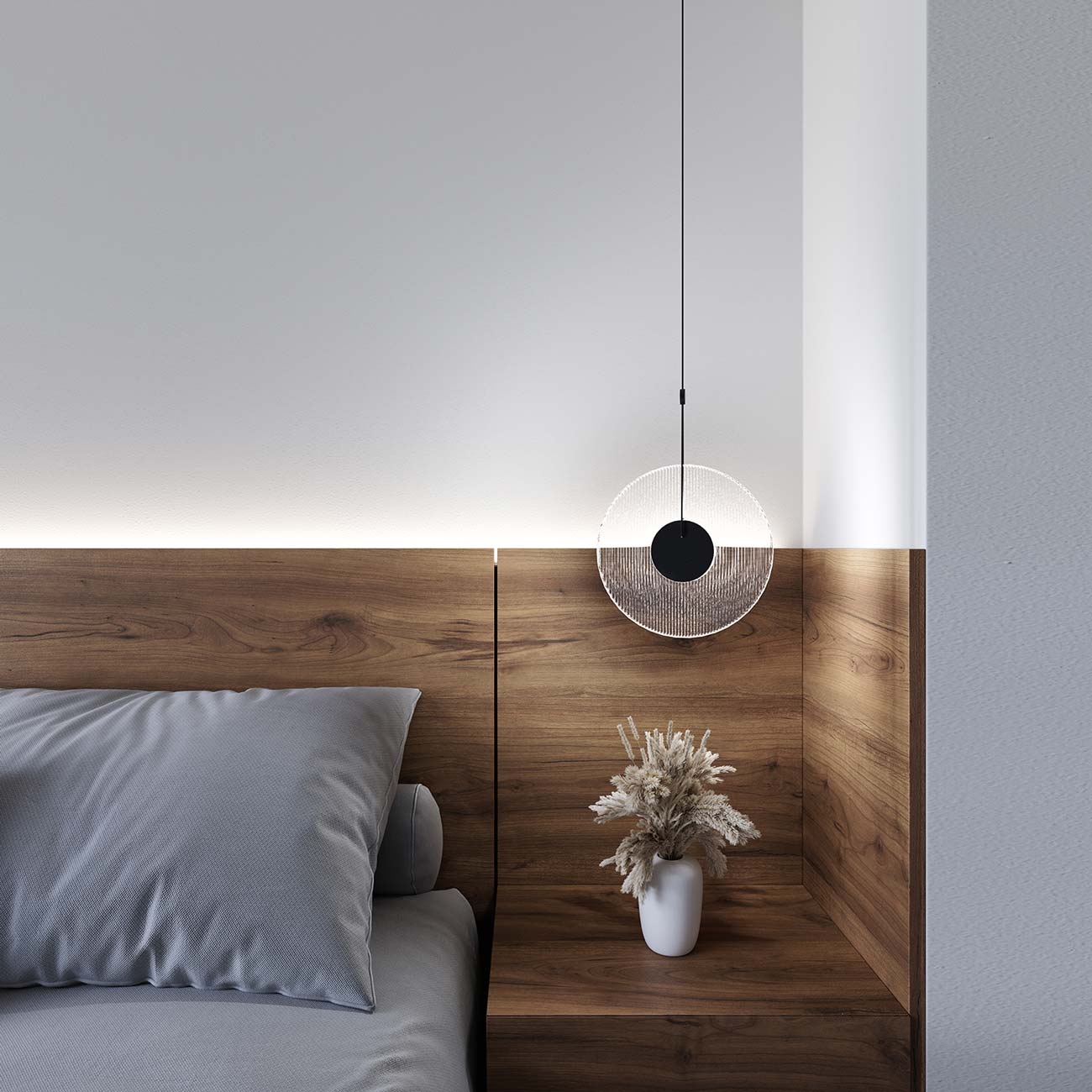 Meclisse™ LED Pendant Light in bedroom.