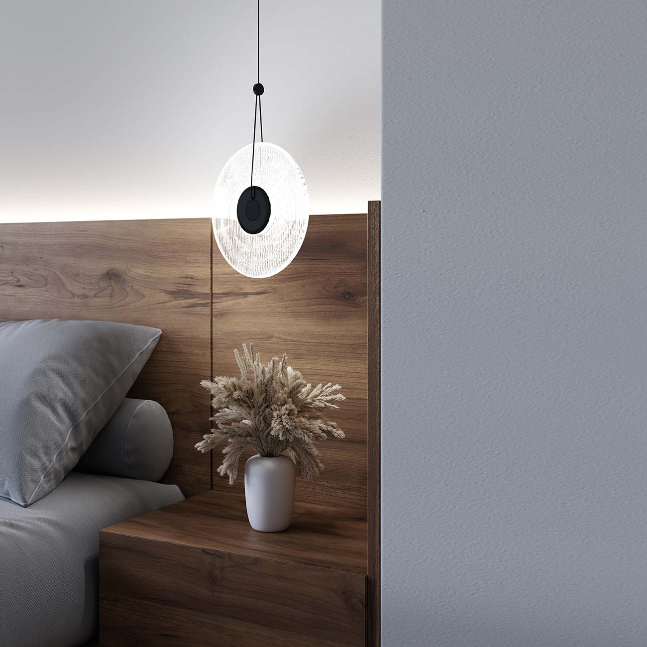 Meclisse™ LED Pendant Light in bedroom.