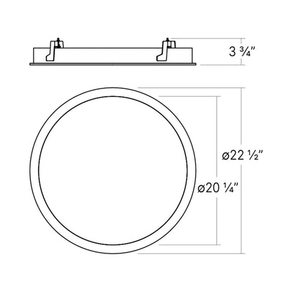 Pi Recessed LED Flush Mount Ceiling Light - line drawing.